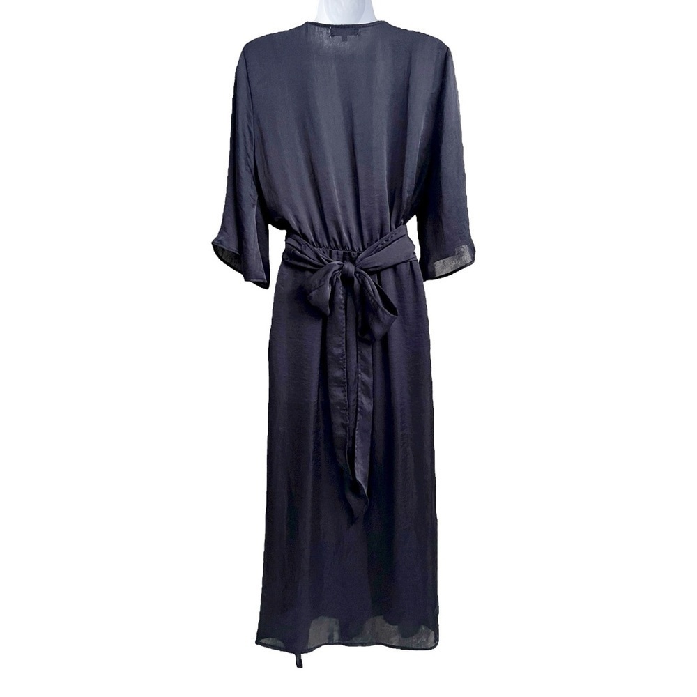 The Lady & The Sailor Faux Wrap Midi Length Wedding Guest Dress Navy Blue Size 2 - Picture 4 of 7